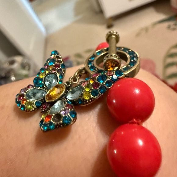 Heidi Daus Red Beaded Bracelet with Multicolor Butterfly - Picture 6 of 9